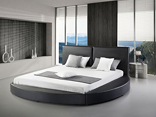 Leather Stylish Round Beds with Square Mattress and storage