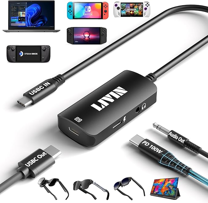 LIVIN 2025 Upgrade USB C to Portable Monitor/AR Glasses Adapter 